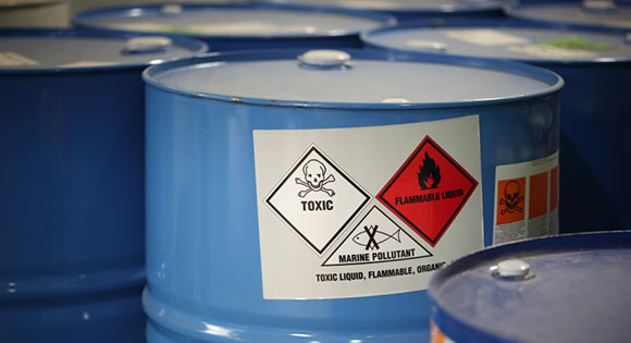 Barrels of toxic chemicals